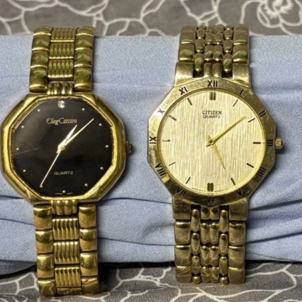Citizen Quartz Gold and Black Oleg Cassini Women’s Watches